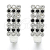 Rhodium Gold Filled Huggie Hoop, with Black and White Cubic Zirconia, Polished, Rhodium Finish, 02.266.0005.3.15