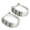 Rhodium Gold Filled Huggie Hoop, with Black and White Cubic Zirconia, Polished, Rhodium Finish, 02.266.0005.3.15