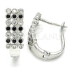 Rhodium Gold Filled Huggie Hoop, with Black and White Cubic Zirconia, Polished, Rhodium Finish, 02.266.0005.3.15