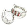 Rhodium Gold Filled Huggie Hoop, with Garnet and White Cubic Zirconia, Polished, Rhodium Finish, 02.266.0010.2.15