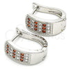 Rhodium Gold Filled Huggie Hoop, with Garnet and White Cubic Zirconia, Polished, Rhodium Finish, 02.266.0010.2.15