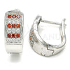 Rhodium Gold Filled Huggie Hoop, with Garnet and White Cubic Zirconia, Polished, Rhodium Finish, 02.266.0010.2.15
