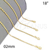 Oro Laminado Basic Necklace, Gold Filled Style Twist Design, Polished, Golden Finish, 04.09.0176.18 (18 Inches Length)