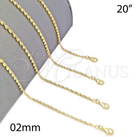 Oro Laminado Basic Necklace, Gold Filled Style Twist Design, Polished, Golden Finish, 04.09.0176.20 (20 Inches Length)