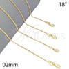 Oro Laminado Basic Necklace, Gold Filled Style Miami Cuban Design, Polished, Golden Finish, 04.09.0177.18 (18 Inches Length)