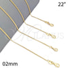 Oro Laminado Basic Necklace, Gold Filled Style Miami Cuban Design, Polished, Golden Finish, 04.09.0177.22 (22 Inches Length)
