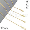 Oro Laminado Basic Necklace, Gold Filled Style Miami Cuban Design, Polished, Golden Finish, 04.09.0177.22 (22 Inches Length)