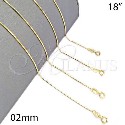 Oro Laminado Basic Necklace, Gold Filled Style Snake Design, Polished, Golden Finish, 04.09.0180.18 (18 Inches Length)