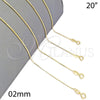 Oro Laminado Basic Necklace, Gold Filled Style Snake Design, Polished, Golden Finish, 04.09.0180.20 (20 Inches Length)