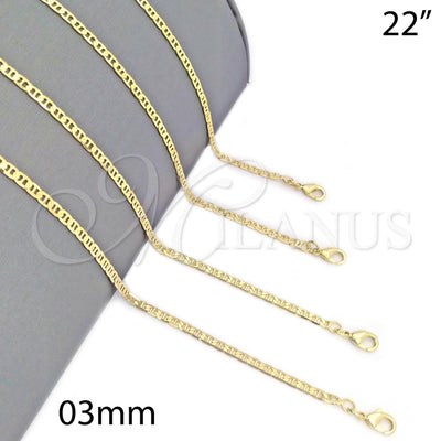 Oro Laminado Basic Necklace, Gold Filled Style Mariner Design, Polished, Golden Finish, 04.09.0182.22 (22 for wholesale, main product view