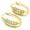 Oro Laminado Small Hoop, Gold Filled Style with White Crystal, Polished, Golden Finish, 02.100.0092.15
