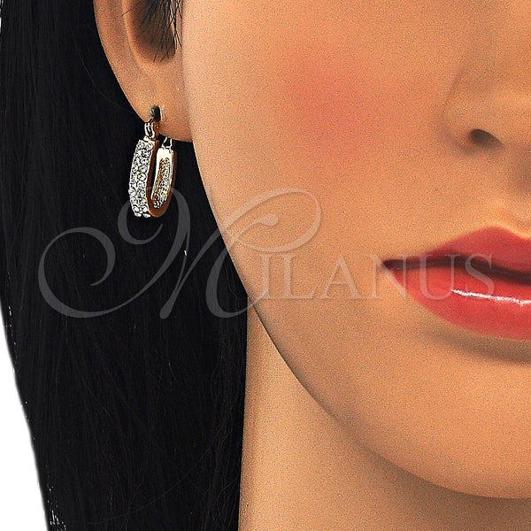 Gold Filled Hoop Earrings — Small Hoop with White Crystal Polished 02. — main product view — SKU 126195 | Oro Laminado aretes de aro — Small Hoop with cristal blanco pulido 02. — SKU 126195