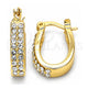 Oro Laminado Small Hoop, Gold Filled Style with White Crystal, Polished, Golden Finish, 02.100.0095.12
