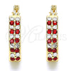 Oro Laminado Small Hoop, Gold Filled Style with Garnet and White Crystal, Polished, Golden Finish for wholesale, additional product view 4