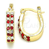 Oro Laminado Small Hoop, Gold Filled Style with Garnet and White Crystal, Polished, Golden Finish for wholesale, main product view
