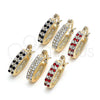 Oro Laminado Small Hoop, Gold Filled Style with Garnet and White Crystal, Polished, Golden Finish for wholesale, additional product view 7