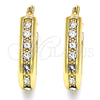 Oro Laminado Small Hoop, Gold Filled Style with White Crystal, Polished, Golden Finish, 02.100.0097.15