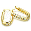 Oro Laminado Small Hoop, Gold Filled Style with White Crystal, Polished, Golden Finish, 02.100.0097.15