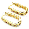 Oro Laminado Small Hoop, Gold Filled Style with Garnet and White Crystal, Polished, Golden Finish, 02.100.0097.1.20