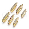 Oro Laminado Small Hoop, Gold Filled Style with Garnet and White Crystal, Polished, Golden Finish, 02.100.0097.1.20