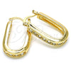 Oro Laminado Small Hoop, Gold Filled Style with White Crystal, Polished, Golden Finish, 02.100.0097.20
