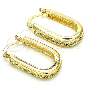 Gold Filled Hoop Earrings — Small Hoop with White Crystal Polished 02. — main product view — SKU 126203 | Oro Laminado aretes de aro — Small Hoop with cristal blanco pulido 02. — SKU 126203