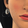 Oro Laminado Small Hoop, Gold Filled Style with White Crystal, Polished, Golden Finish, 02.100.0098.20