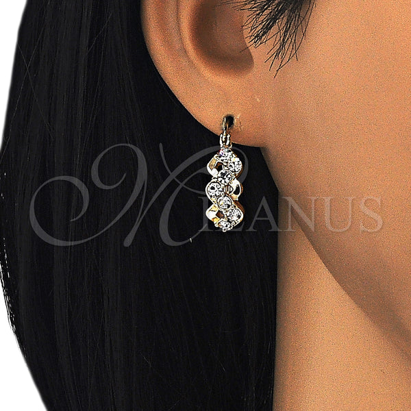 Gold Filled Hoop Earrings — Small Hoop with White Crystal Polished 02. — main product view — SKU 126204 | Oro Laminado aretes de aro — Small Hoop with cristal blanco pulido 02. — SKU 126204