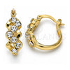 Oro Laminado Small Hoop, Gold Filled Style with White Crystal, Polished, Golden Finish, 02.100.0098.20