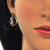 Oro Laminado Small Hoop, Gold Filled Style with Garnet and White Crystal, Polished, Golden Finish, 02.100.0098.1.20