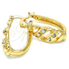 Oro Laminado Small Hoop, Gold Filled Style with White Crystal, Polished, Golden Finish, 02.100.0099.15