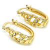 Oro Laminado Small Hoop, Gold Filled Style with White Crystal, Polished, Golden Finish, 02.100.0099.15