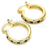 Oro Laminado Small Hoop, Gold Filled Style with Black and White Crystal, Polished, Golden Finish for wholesale, additional product view 6