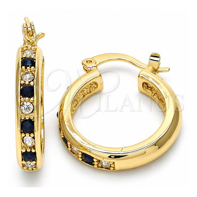 Oro Laminado Small Hoop, Gold Filled Style with Black and White Crystal, Polished, Golden Finish, 02.100.0100.1.20