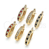 Oro Laminado Small Hoop, Gold Filled Style with Garnet and White Crystal, Polished, Golden Finish, 02.100.0100.2.20