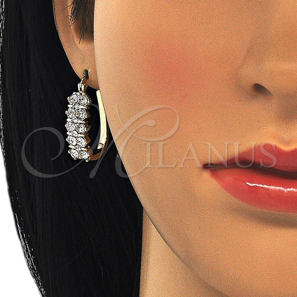 Gold Filled Hoop Earrings — Small Hoop with White Crystal Polished 02. — main product view — SKU 126210 | Oro Laminado aretes de aro — Small Hoop with cristal blanco pulido 02. — SKU 126210