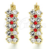 Oro Laminado Small Hoop, Gold Filled Style with Garnet and White Crystal, Polished, Golden Finish, 02.100.0101.1.20
