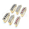 Oro Laminado Small Hoop, Gold Filled Style with Garnet and White Crystal, Polished, Golden Finish, 02.100.0101.1.20