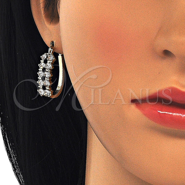 Gold Filled Hoop Earrings — Small Hoop with Black and White Crystal Polished — main product view — SKU 126212 | Oro Laminado aretes de aro — Small Hoop with negro and cristal blanco pulido — SKU 126212
