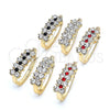 Oro Laminado Small Hoop, Gold Filled Style with Black and White Crystal, Polished, Golden Finish, 02.100.0101.2.20