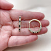 Oro Laminado Small Hoop, Gold Filled Style with Black and White Cubic Zirconia, Polished, Golden Finish, 02.210.0095.10.25