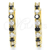 Oro Laminado Small Hoop, Gold Filled Style with Black and White Cubic Zirconia, Polished, Golden Finish, 02.210.0095.10.25