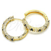 Oro Laminado Small Hoop, Gold Filled Style with Black and White Cubic Zirconia, Polished, Golden Finish, 02.210.0095.10.25