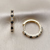 Oro Laminado Small Hoop, Gold Filled Style with Black and White Cubic Zirconia, Polished, Golden Finish, 02.210.0095.10.25