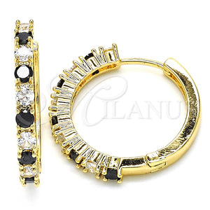 Gold Filled Hoop Earrings — Small Hoop with Black and White Cubic Zirconia — main product view — SKU 126222 | Oro Laminado aretes de aro — Small Hoop with negro and blanco Cubic Zirconia — SKU 126222