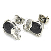 Rhodium Plated Stud Earring, Elephant Design, with Black and White Cubic Zirconia, Polished, Rhodium Finish, 02.210.0159.9