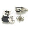 Rhodium Plated Stud Earring, Elephant Design, with Black and White Cubic Zirconia, Polished, Rhodium Finish, 02.210.0159.9