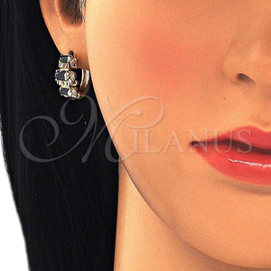 Gold Filled Hoop Earrings — Huggie Hoop Elephant Design with Black and White — main product view — SKU 126225 | Oro Laminado aretes de aro — Huggie Hoop Elephant diseño with negro and blanco — SKU 126225