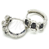 Rhodium Gold Filled Huggie Hoop, Elephant Design, with Black and White Cubic Zirconia, Polished, Rhodium Finish, 02.210.0160.9.15