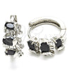 Rhodium Gold Filled Huggie Hoop, Elephant Design, with Black and White Cubic Zirconia, Polished, Rhodium Finish, 02.210.0160.9.15